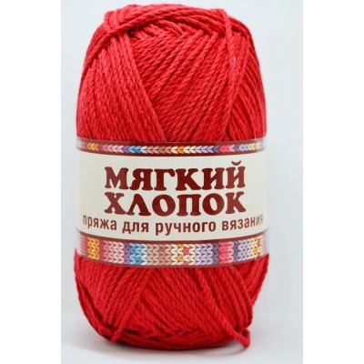 Пряжа Мягкий хлопок 70%/нейлон 30% 100гр 220м красный 046 Пряжа Мягкий хлопок 70%/нейлон 30% 100гр 220м красный 046