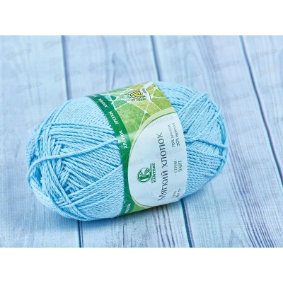 ПРЯЖА Мягкий хлопок 70%/нейлон 30% 100гр 220м голубой 015 ПРЯЖА Мягкий хлопок 70%/нейлон 30% 100гр 220м голубой 015