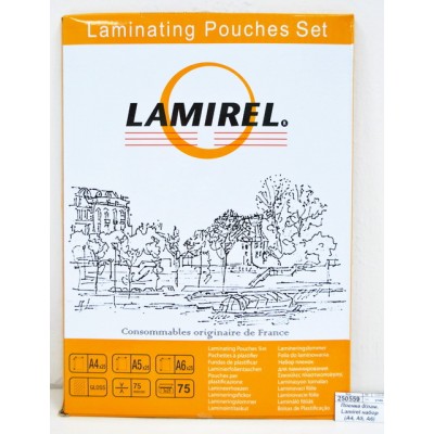 Пленка для ламинирования  Lamirel набор (А4, А5, А6) 75мкм,  75шт, LA-78787