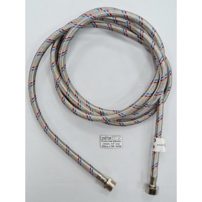 Подводка для воды сталь 1/2" гайка/штуцер 250см СТМ *10/40 Подводка для воды сталь 1/2" гайка/штуцер 250см СТМ *10/40