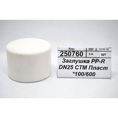 Заглушка PP-R DN25 СТМ Пластмассовая *100/600 Заглушка PP-R DN25 СТМ Пластмассовая *100/600
