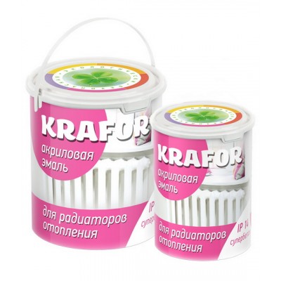 Эмаль акриловая супербелая д/радиаторов отопления Krafor 1кг