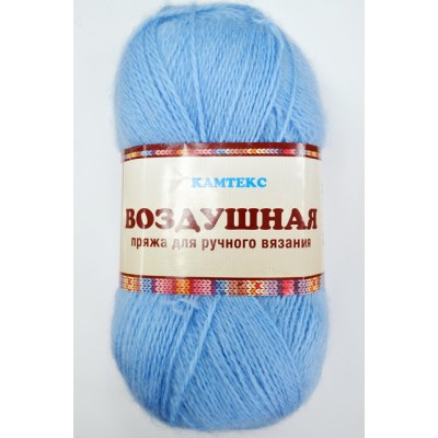 Пряжа Воздушная голубой меринос25% шерсть25% акрил50% 100гр 370м 015