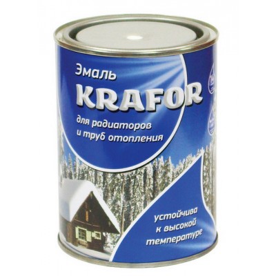 Эмаль алкидная белый для радиаторов отопления Krafor 0,9кг *6