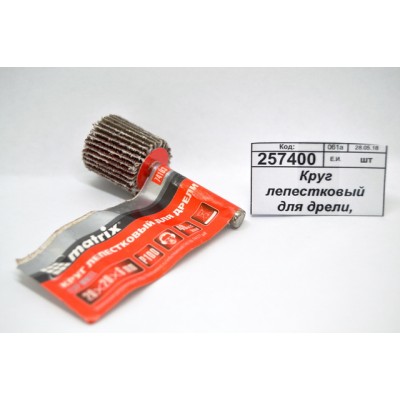 Круг лепестковый для дрели, 20х20х6мм, P100 Matrix, 74103 Круг лепестковый для дрели, 20х20х6мм, P100 Matrix, 74103