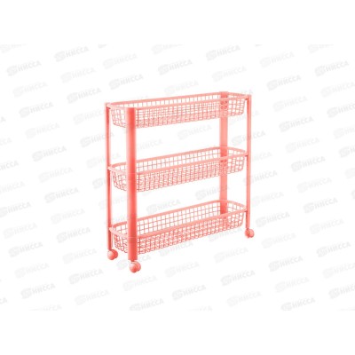 Полка узкая 3-х секционная на колесах чайная роза М2718 *4 Полка узкая 3-х секционная на колесах чайная роза М2718 *4