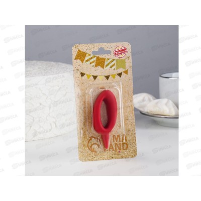 Свеча - цифра &quot0&quot красная &quotОвал&quot пленка 2303034