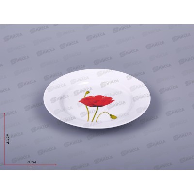 Тарелка мелкая 200мм фарфор Идиллия Алый мак 5С0019 *20 Тарелка мелкая 200мм фарфор Идиллия Алый мак 5С0019 *20