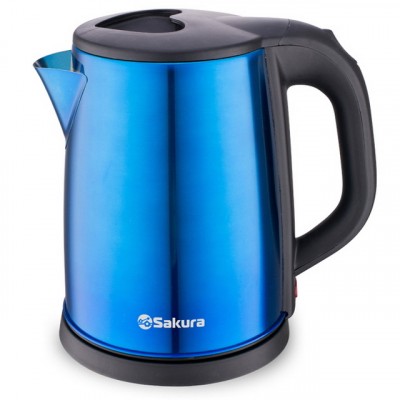 Чайник электрический SA-2149BL 2,0л нержавеющая сталь сине-черный  дисковый