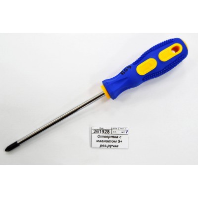 Отвертка с магнитом 5+ резиновая ручка (004659) *12 Ж Отвертка с магнитом 5+ резиновая ручка (004659) *12 Ж