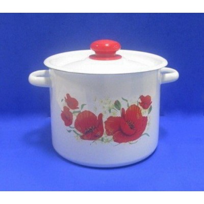 Кастрюля 3,5л цилиндрическая декорированная Маки с пластиковой кнопкой С1612.3*67 *4