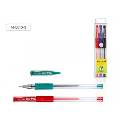 Ручки гелевые MAZARI Lipari  3цвета, флуоресцентные, 0.8, M-5510-3 *10/80/160