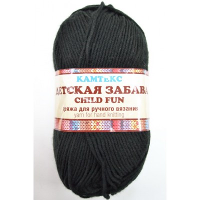 Пряжа Детская забава черный микрофибра 20%, акрил объемный 80% 140м 50гр 003 *10 Пряжа Детская забава черный микрофибра 20%, акрил объемный 80% 140м 50гр 003 *10