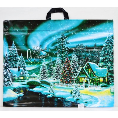 Пакет сумка Новый Год 71*55 Дивный лес *25/200