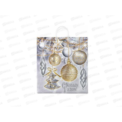 Пакет с пластиковой ручкой Новый Год 40*44  Блики *10/100