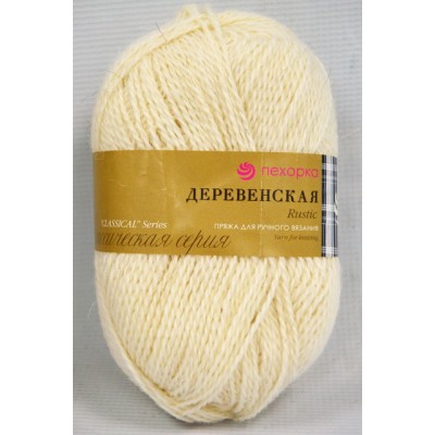 Пряжа Деревенская белый шерсть100% 100гр 250м 01 Пряжа Деревенская белый шерсть100% 100гр 250м 01