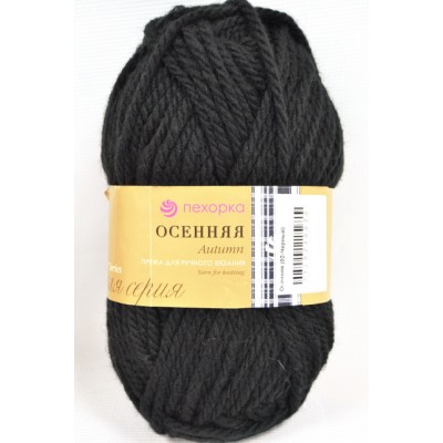 Пряжа Осенняя черный шерсть25% акрил объемный75% 200гр 150м 02 Пряжа Осенняя черный шерсть25% акрил объемный75% 200гр 150м 02