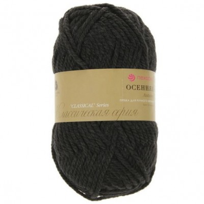 Пряжа Осенняя антрацит шерсть25% акрил объемный75% 200гр 150м 435 Пряжа Осенняя антрацит шерсть25% акрил объемный75% 200гр 150м 435