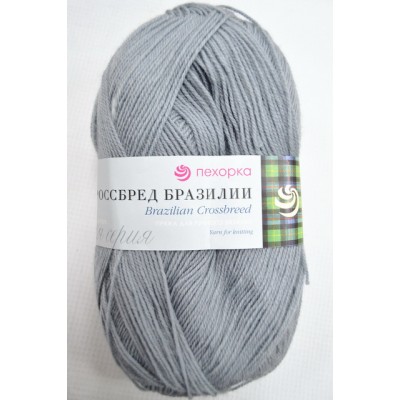 Пряжа Кроссбред Бразилии стальной мериносовая шерсть50% акрил50% 100гр 500м 174