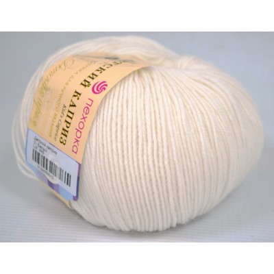 Пряжа Детский каприз белый мериносовая шерсть50% фибра50% 50гр 225м 01