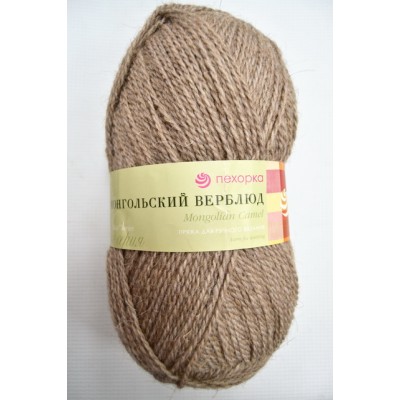Пряжа Монгольский верблюд натуральный серый  верблюжья шерсть50% акрил объемный50% 100гр 300м 371