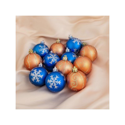 Набор шаров 12шт, 5см микс матовый сине золотой 1346772 Набор шаров 12шт, 5см микс матовый сине золотой 1346772