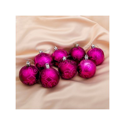 Набор шаров 8шт, 6см узорный фиолет 2122528 Набор шаров 8шт, 6см узорный фиолет 2122528