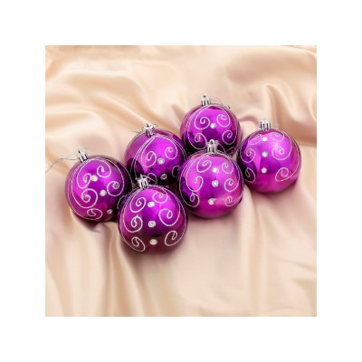 Набор шаров 6шт, 8см индиго узор 2131357 Набор шаров 6шт, 8см индиго узор 2131357