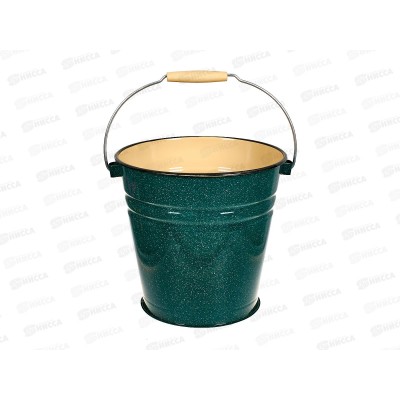 Ведро 12л без крышки зеленый рябчик, внутри палевое С41124.зП Ведро 12л без крышки зеленый рябчик, внутри палевое С41124.зП