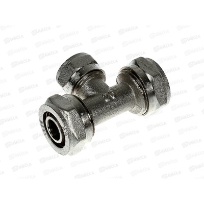 Тройник для металлопластиковых труб T20х16х20, цанга/цанга/цанга, Aqualink, 00307 *10/50 Тройник для металлопластиковых труб T20х16х20, цанга/цанга/цанга, Aqualink, 00307 *10/50