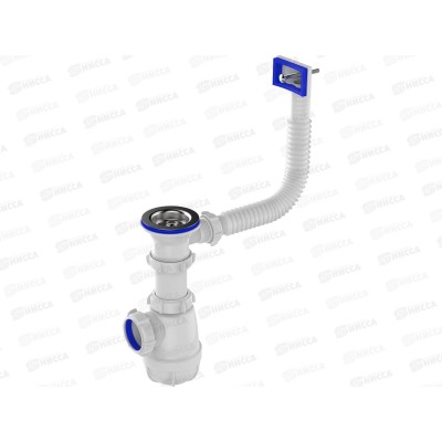 Сифон для кухни 1 1/2&quot х 40  с переливом  B0150  *35
