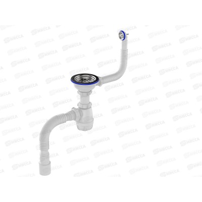 Сифон для мойки 3 1/2&quot х 40 с круглым переливом с гибкой трубой 40х40/50 белый *20