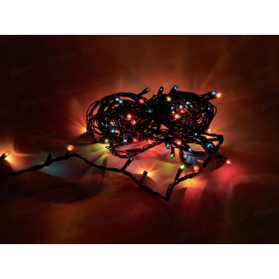 Гирлянда электрическая, новогодняя 4,2 м., 100 ламп, черный провод, разноцв., 220В, 50Гц, AL-3726-2 *100