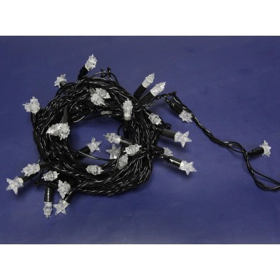 Гирлянда 5м,&quotЗвезды ледяные малые&quot,40 диодов, цветные, черный провод, AL-8606 *100
