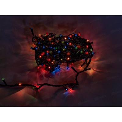 Гирлянда электрическая, новогодняя 7,0 м., 180 ламп, черный провод, разноцв., 220В, 50Гц, AL-3726-4 *100