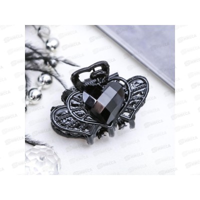 Краб  для волос "Черные кружева" 2,5см сердечко 2975886