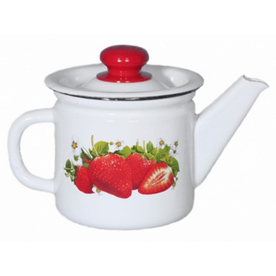 Чайник заварочный 1л декорированный белый с пластмассовой кнопкой на крышке С2707.3 *8 Чайник заварочный 1л декорированный белый с пластмассовой кнопкой на крышке С2707.3 *8