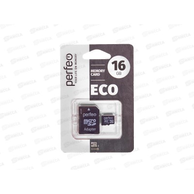 Карта памяти PERFEO microSD  16Gb (class10) economy с адаптером