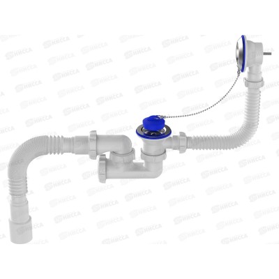 Сифон для ванны регулируемый с выпуском и переливом с гибкой трубой 40х40/50, V255-25 *25