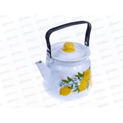 Чайник 3,5л декорированный сферический Лимоны белый с кнопкой С2716.3*97
