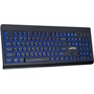 Клавиатура проводная Perfeo BACKLIGHT Multimedia, с подсветкой кнопок/букв, USB, чёрная