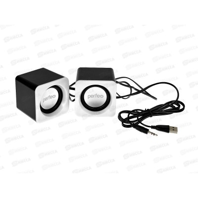 Колонки Perfeo 2.0 Wave, 2*3Вт, USB красный, PF-128-R