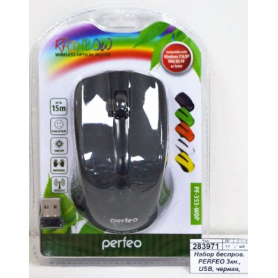 Мышь беспроводная PERFEO 3 кнопки, USB, черная, PF-3434 Мышь беспроводная PERFEO 3 кнопки, USB, черная, PF-3434