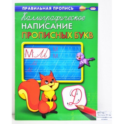 Пропись А4 КАЛЛИГРАФИЧЕСКОЕ НАПИСАНИЕ ПРОПИСНЫХ БУКВ (ПР-9316) 8л., обложка из цветной мелованной бумаги