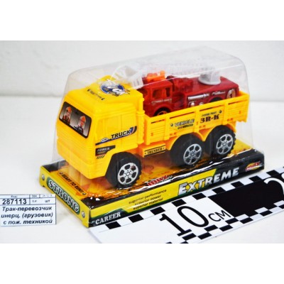 Трак-перевозчик инерционный (грузовик) с пожарной техникой под. пленкой. 45187*96 Трак-перевозчик инерционный (грузовик) с пожарной техникой под. пленкой. 45187*96