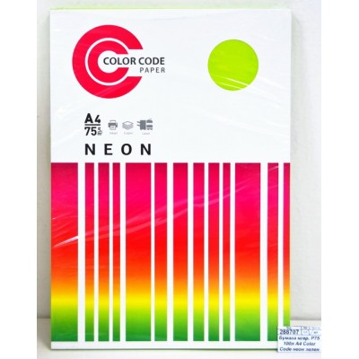 Бумага ксероксная P75 100л А4 Color Code неон зеленая 473361*20