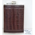 Фляжка 9oz 270мл плетенка нержавейка+кожзаменитель (048329)  Ж