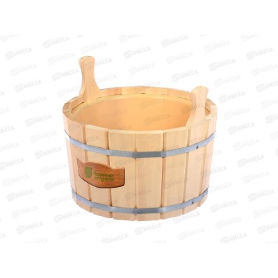 Ушат &quotшайка&quot 12л липа с пластиковой вставкой &quotБанные штучки&quot  в коробке 32692 *1