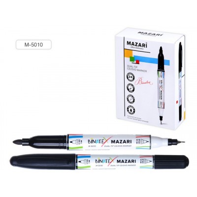 Маркер двусторонний MAZARI Binatex для CD/DVD дисков черный,2мм, M-5010 *24/864