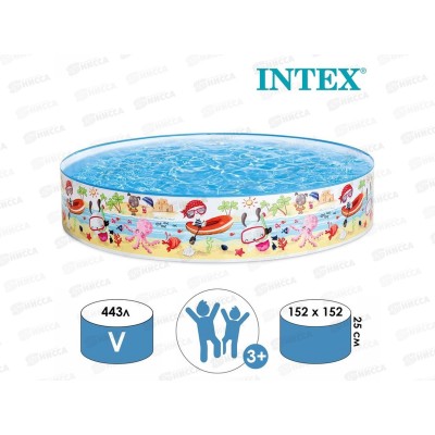 Бассейн 56451 (152*25см) Веселье на пляже, жесткий борт от 3лет  *6